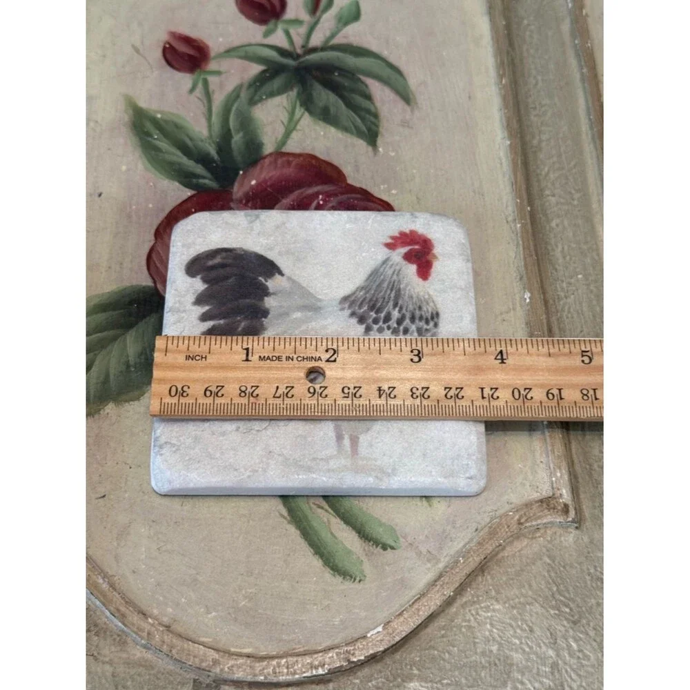 Chicken Resin Coasters Set of Four Rustic Country Farmhouse Ranch